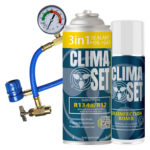 ClimaSet 3in1 (Soğutucu akışkan R134a / R12, yağ, sızdırmazlık maddesi), Basınç göstergeli tüp artı Dezenfeksiyon Bombası Kireç