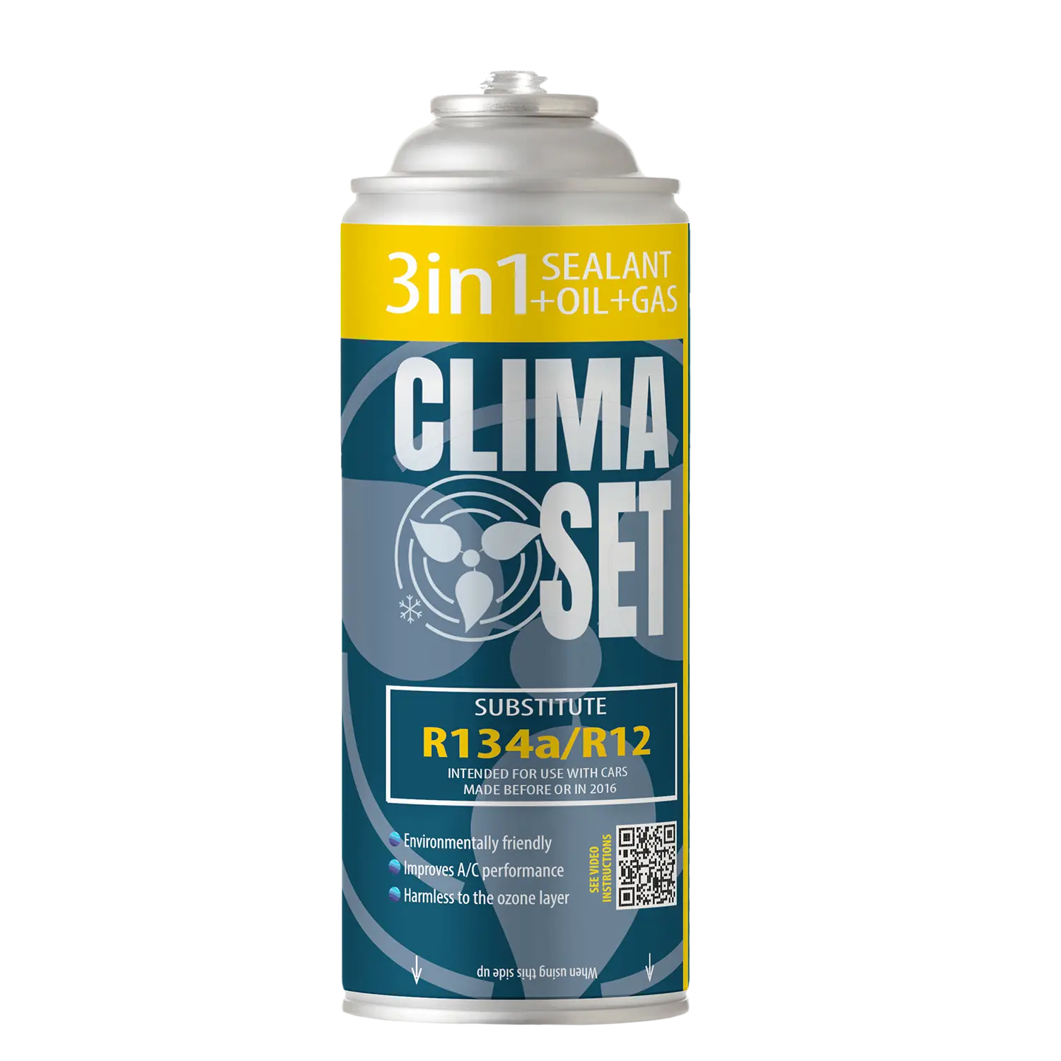 ClimaSet-400ml-170g-3w1-R134a-R12-czynnik-chlodniczy-do-klimatyzacji-samochodowej ClimaSet 3w1 Czynnik R134a /R12 olej, uszczelniacz - obrazek 1