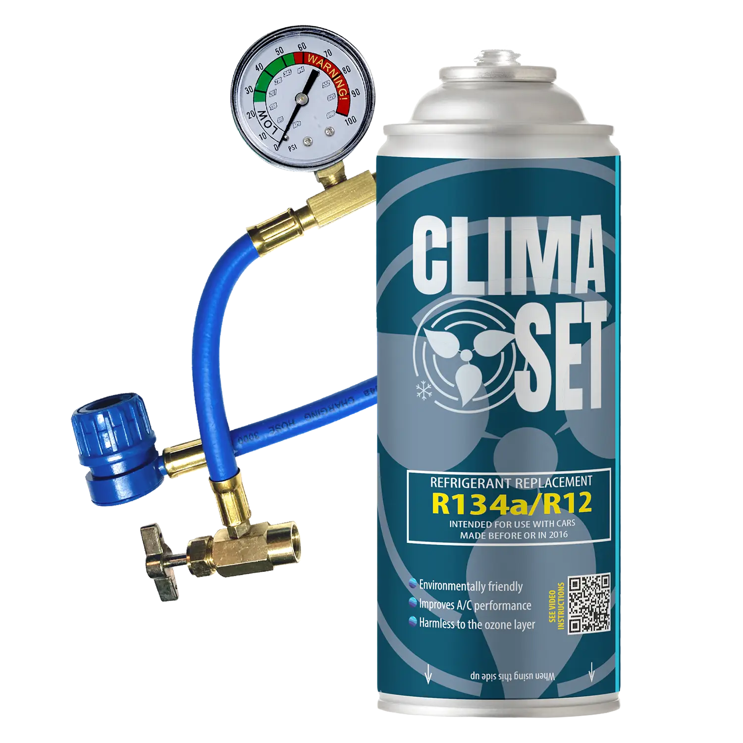ClimaSet Réfrigérant R134a, Tuyau avec manomètre – Image 1